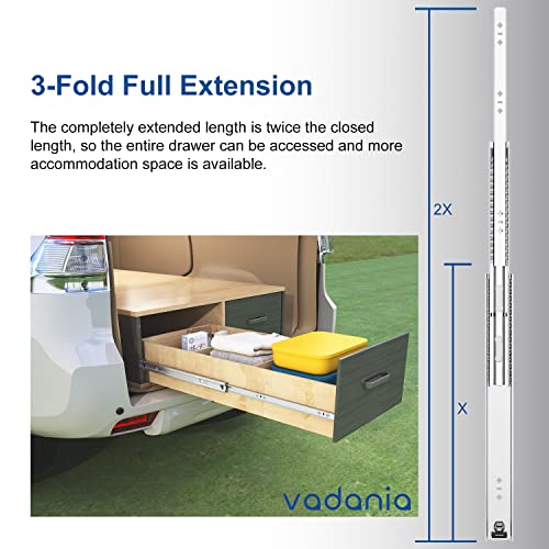 VADANIA #A53 28" Heavy Duty Drawer Slide Without Lock, 1-Pair - color: #A53 - Without Lock, size: 28 Inch
