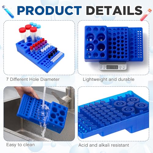 2 Pcs Multifunctional Tube 92Well Rack Trapezoidal Vial Holder for 0.2-50ml