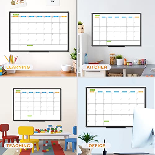 JILoffice Dry Erase Calendar Whiteboard, Magnetic Month Board 36 x 24 Inch - color: Black, size: 36"W x 24"H