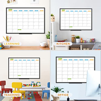 JILoffice Dry Erase Calendar Whiteboard, Magnetic Month Board 36 x 24 Inch - color: Black, size: 36"W x 24"H