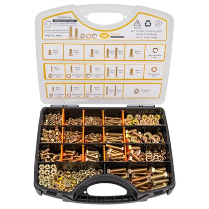 988pcs Grade 8.8 Metric Bolt Assortment, M4 M5 M6 M8 Heavy Duty Bolts and Nuts Kit, Yellow Zinc Plated, Length from 12-30mm - size: M4, M5, M6, M8-988pcs
