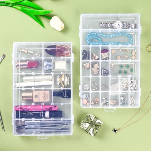 36-Grid Bead and Tackle Box Organizer, Adjustable Dividers, 4 Pack - color: Clear-4pack-144 Grids