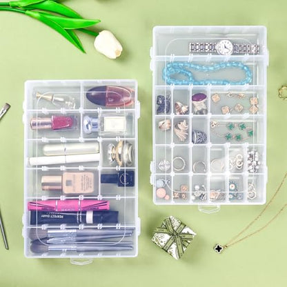 36-Grid Bead and Tackle Box Organizer, Adjustable Dividers, 4 Pack - color: Clear-4pack-144 Grids