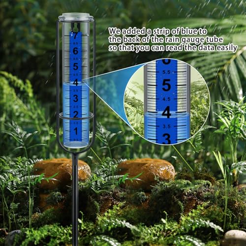 Rain Gauge Outdoor,7" Freeze Proof Rain Gauges Outdoors Best Rated,Large Clear Numbers and Adjustable Height -Decorative rain Measure Gauge for Garden, Deck, Lawn - size: 3-Section Rain gauge Black