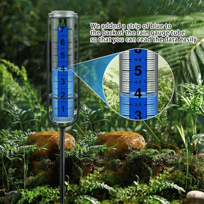 Rain Gauge Outdoor,7" Freeze Proof Rain Gauges Outdoors Best Rated,Large Clear Numbers and Adjustable Height -Decorative rain Measure Gauge for Garden, Deck, Lawn - size: 3-Section Rain gauge Black