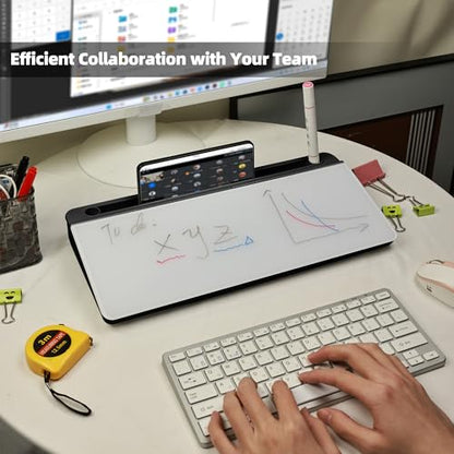 Glass Desktop Whiteboard,Dry Erase Board Buddy Keyboard Stand - color: Black