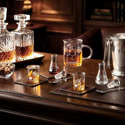 Beaker Mug Shot Glasses Set of 5-16 oz Coffee Mug & 1.7 oz Beakers & 1.7 oz Erlenmeyer Flasks