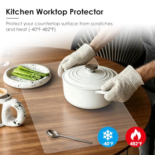 KitchenRaku Silicone Kitchen Worktop Protector, 31.5x23.6 In, Transparent - color: Transparent, size: 31.5"L x 23.6"W