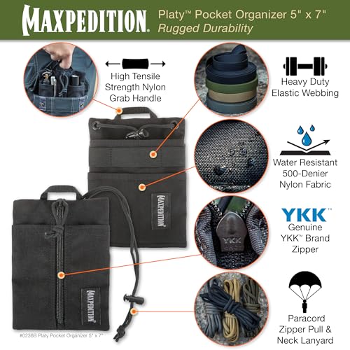 Maxpedition Platy Pocket Organizer, EDC Tool Pouch, Neck Wallet - color: Black, size: 5" x 7"