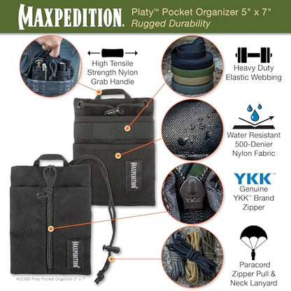 Maxpedition Platy Pocket Organizer, EDC Tool Pouch, Neck Wallet - color: Black, size: 5" x 7"