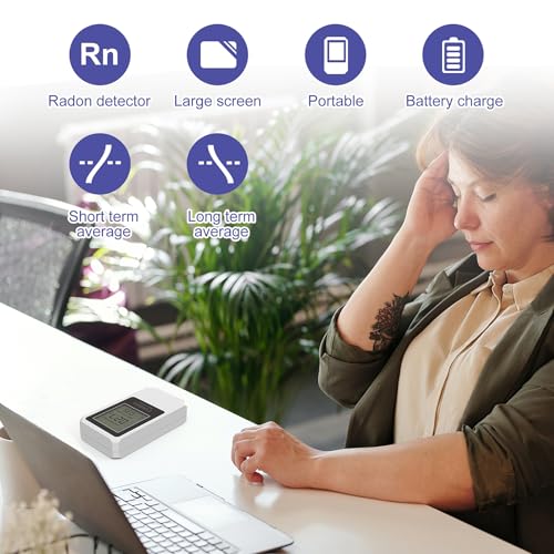 LifeBasis Radon Detector, Portable Radon Tester for Home, 0-500 pCi/L Range - color: White