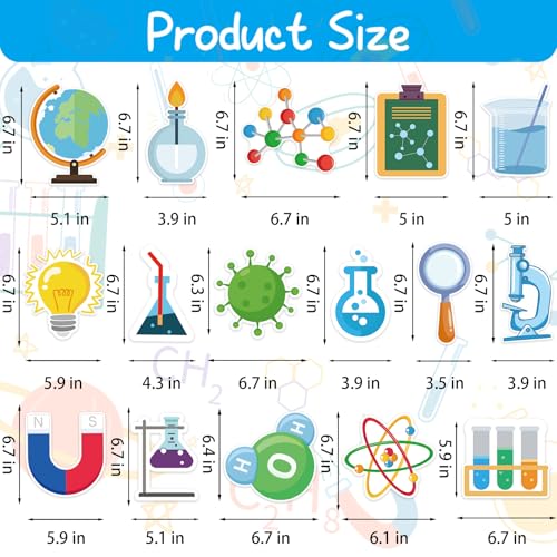 48Pcs Science Cutouts, Physical Chemistry Laboratory Cut-Outs Science Paper Cutouts Bulletin Board Decorations for Home Office School Classroom Chalkboard Wall Door Decor - style: Science