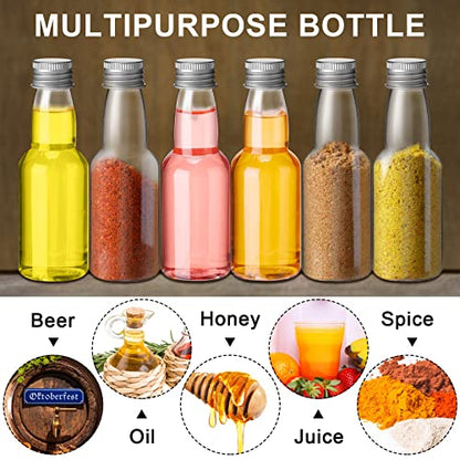 2 oz 120 Pcs Mini Liquor Bottle Plastic Alcohol Bottle, Silver - color: Silver, size: 2 oz
