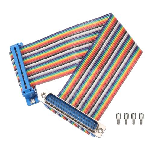 MECCANIXITY IDC Rainbow Wire Flat Ribbon Cable DB37 Male to DB37 Female 8 Inch Length 2.54mm Pitch Breadboard Jumper Wires for Electronic Projects - size: 8 Inch, style: DB37 Male to DB37 Female