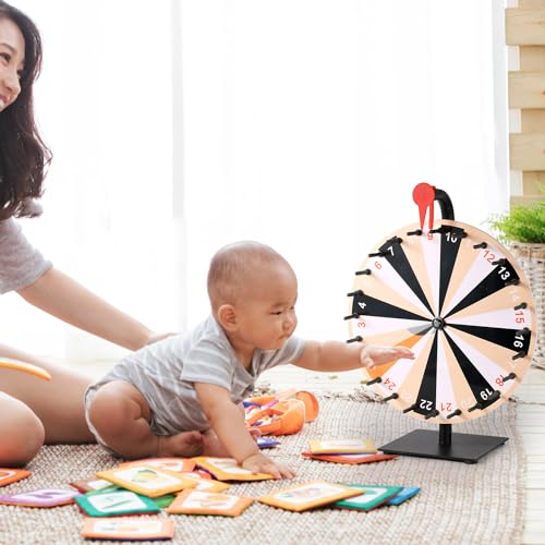 12 Inch Spinning Prize Wheel, 24 Slots Tabletop Prize Wheel with Stand