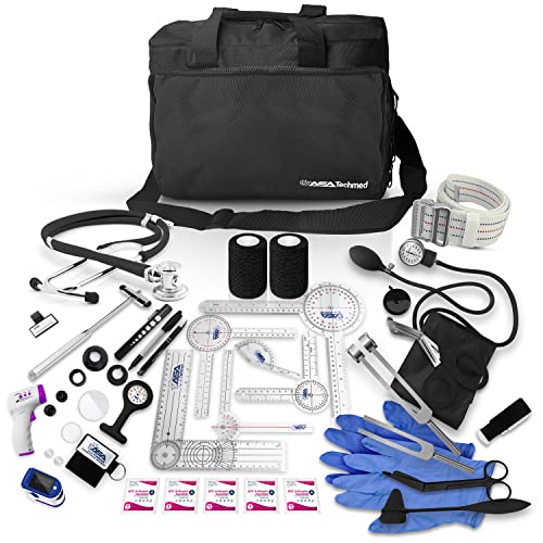ASA TECHMED Physical Therapy Home Health Aide Comprehensive Kit - Carrying Bag, Blood Pressure Cuff, Stethoscope, Gait Belt - Black - color: Black Kit