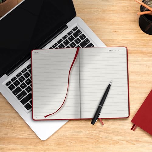 Plexon Lined Journal Notebook, Notebook Journal 160 Pages, Lined Notebook Medium 5.7 inches x 8 inches, 120 GSM Thick Paper, Red, Hardcover - color: Red, style: Lined