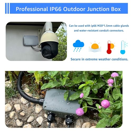 Outdoor Junction Box IP66 Waterproof, Weatherproof Electrical Box 4.9x3.3 - color: Gray, size: 4.87x3.25x2.25"
