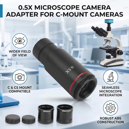 Garosa Microscope Adapter 0.5X C Mount Lens Adapter Microscope Camera Adapter 0.5X Times C Mount Compatible with CCD Interface Shrink Lens Microscope Lenses