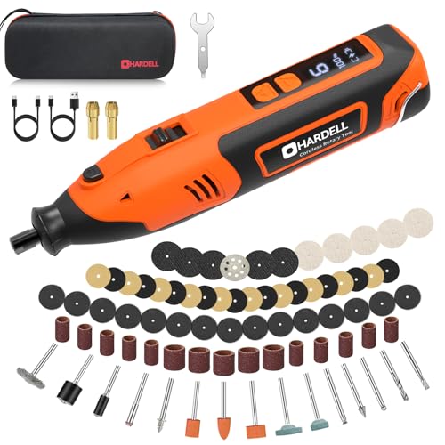 HARDELL 12V Cordless Rotary Tool 6 Speed 35000RPM Digital Display - color: Orange+black