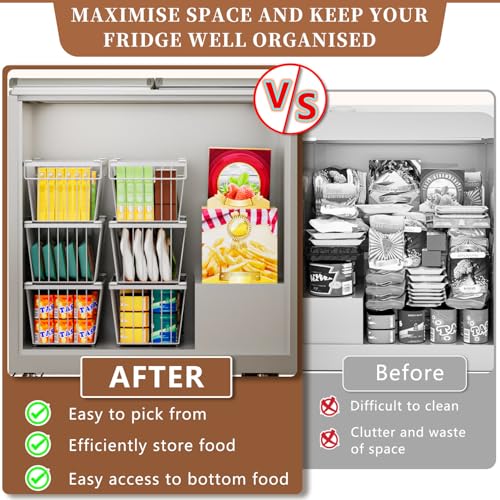 Enhanced Leak-Proof Bottom, Freezer Organizer Bins for 7 Cu.Ft,6 Pack - color: White 6 Pack