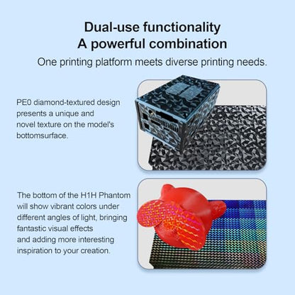 IdeaFormer Double Sided Textured PEO H1H Build Plate for Bambu Lab X2D/X1/X1C/X1E/P1P/P1S/P2S/A1, Flexible Diamond PEO+Phantom H1H Spring Steel Plate 257x257mm for Bambu 3D Printers - color: Diamond PEO+Phantom H1H