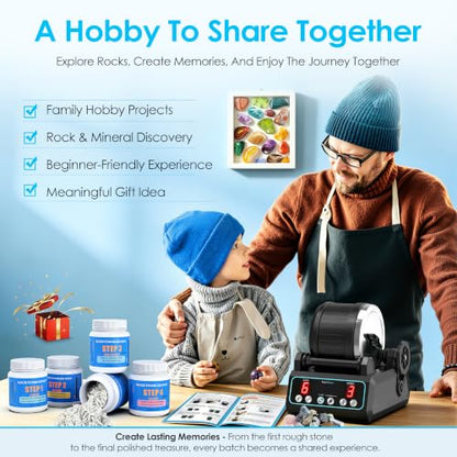 KomeStone K1 Pro Quiet Rock Tumbler Kit for Kids & Adults - color: Blue Outline