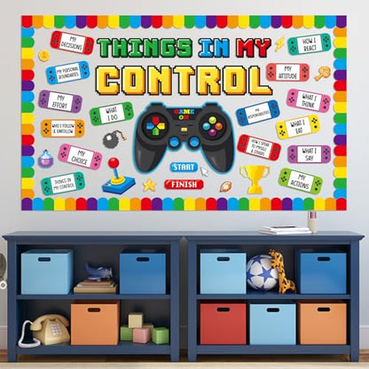 Growth Mindset Video Game Bulletin Board Set Back to School Classroom Decorations Things in My Control Game Controller Bulletin Board Positive Paper Cutouts for Home Chalkboard Door Wall Decor - style: Growth Mindset