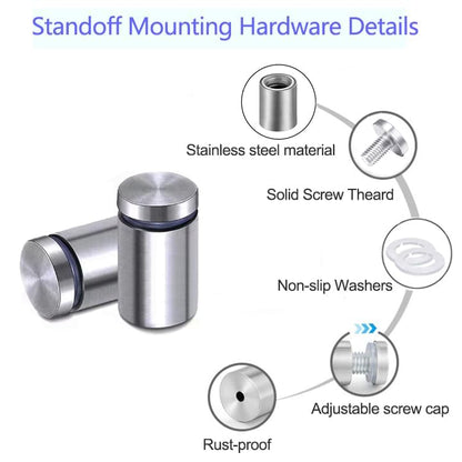8 Pack Sign Standoff Screws 1/2 x 1 in Stainless Steel Standoffs Wall Mount - color: Silver, size: 1/2" x 1"