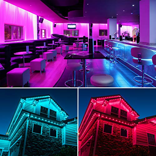 LED Rope Lights 50ft/15m RGB Dimmable Strip Lighting Kit, Flexible 450 LED, 110V, Waterproof, Male and Female Connectors, Power Plug Built-in Fuse Design, Infrared Remote Control - size: 15M
