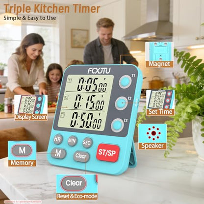 Digital Dual Kitchen Timer, Multi-Channel Magnetic Countdown for Cooking - size: YS318 Blue
