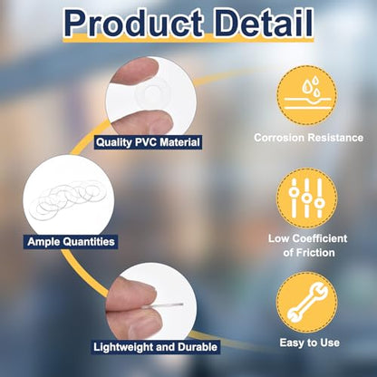 uxcell 120 Pcs M8 PVC Flat Washers 8mm ID 16mm OD 1mm Thick Plain Washer Grommets Plastic Sheet Gasket Fastener Sealing Spacer Gasket Ring Water Hose Washers, Clear - size: M8x16mmx1mm