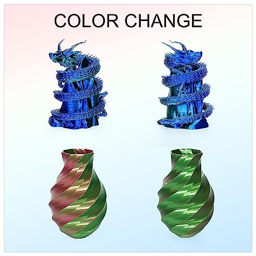 Kretrum Silk Dual Color 3D Printer Filament Bundle, 1.75 mm Color Changing PLA Bundle, 4 Spools 250g Each (Rose & Blue, Red & Gold, Violet & Green, Blue & Green) - color: Silk Dual-color：rose&blue, Red&gold, Violet&green, Blue&green