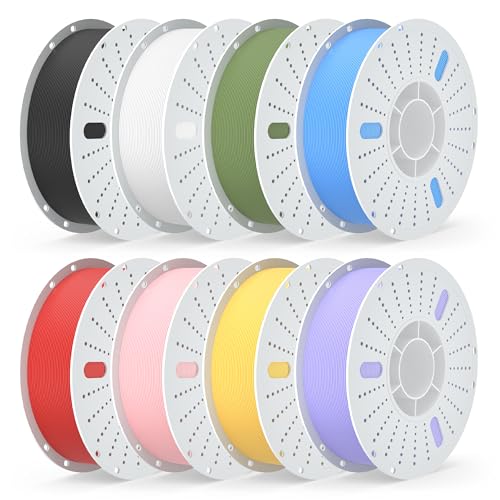 PINBALL 8 KG Matte PLA 3D Printer Filament 1.75mm, Matte Surface Multicolor PLA Filament, Individually Vacuum Packed, 1kg Spool, 8 Rolls, Black+White+Red+Yellow+Blue+Green+Purple+Pink - color: Pla-1kg*8-matte Color, size: PLA-8KG