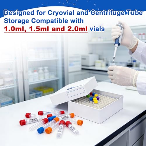 100-well Cryo Boxes, Plastic Coating, 2 Inch Height, Case of 20 - size: 2 in,100-well
