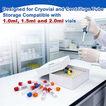 100-well Cryo Boxes, Plastic Coating, 2 Inch Height, Case of 20 - size: 2 in,100-well
