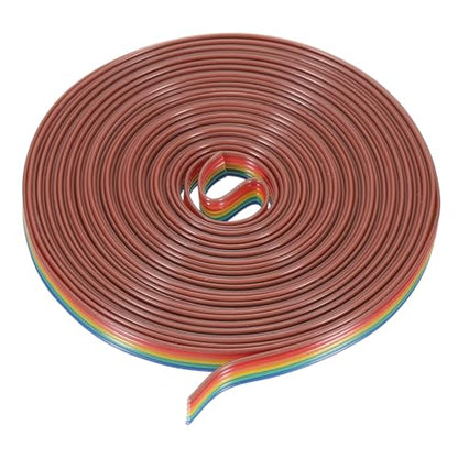 MECCANIXITY 1 Pcs 6 Pin Flat Rainbow Ribbon Cable 20 Ft 1.27mm Pitch Breadboard Jumper Wires for Electronic Projects - size: 20 Ft, style: 6P