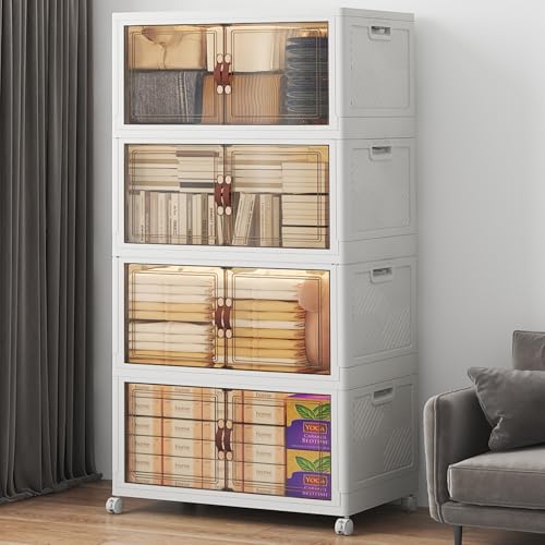 UAMFURI Stackable Storage Bins with Lids, 480QT Lockable Storage Cabinet - color: White, size: Large