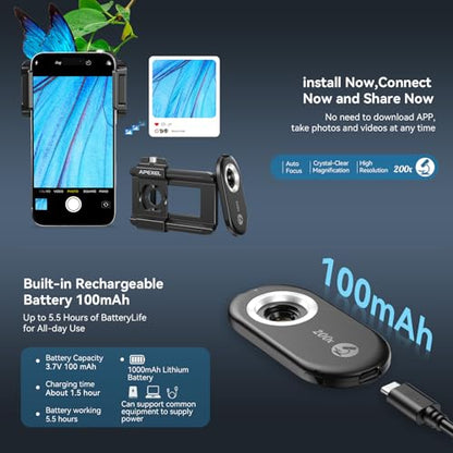 APEXEL 200X Portable Pocket Microscope, Advanced for Stamp & PCB Inspection