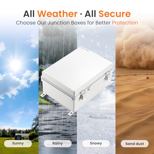 QILIPSU Waterproof Junction Box IP67 Outdoor Plastic Electrical Project Enclosure Weatherproof with Mounting Plate, Wall Brackets, Hinged Grey Cover 16.1"x12.2"x7.1" - color: Grey Cover, size: 16.1"x12.2"x7.1"