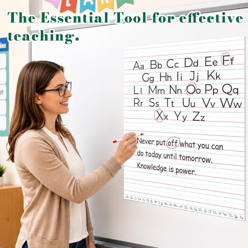 17 x 21 in Giant Magnetic Notebook Paper, Classroom Dry Erase Lined Sheet - size: Handwriting Paper - 21 x 17 in