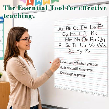 17 x 21 in Giant Magnetic Notebook Paper, Classroom Dry Erase Lined Sheet - size: Handwriting Paper - 21 x 17 in