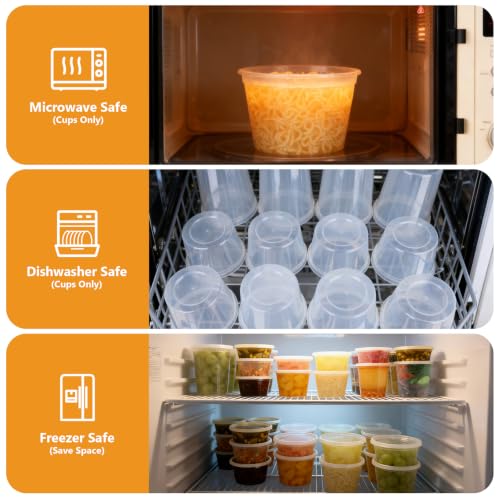 NESCCI 108 Sets (216-Piece) Deli Containers with Lids,16oz X 108 Set Each - size: 16oz X 108 Set