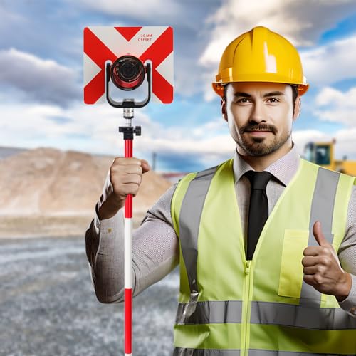 Surveying Aluminum Prism Pole, with Adjustable Adapter and Twist Lock for Land Surveying (8.53 FT/2.6 M) - size: 8.53FT/2.6M