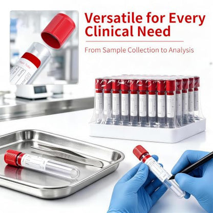 100 Pcs 5ml Plain Plastic Tubes with Red Caps for Lab Use - color: Red-5ml-100