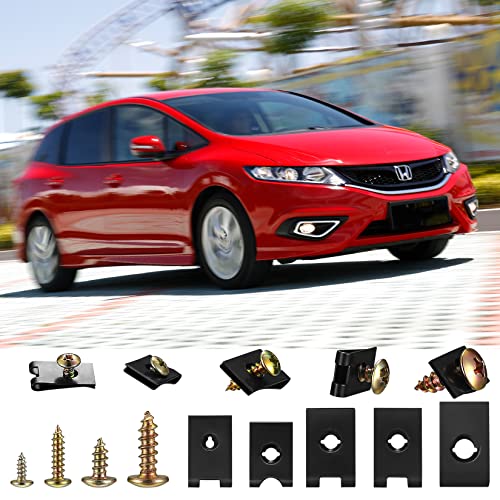 180 Pcs Automotive Screws and Car U Clips Assortment Kit, Including 90 Pcs Cross Head Mounting Screws, 90 Pcs Automotive U-Style Screw Clip-On Nuts, for Car Door Body Panel Clip Fasteners
