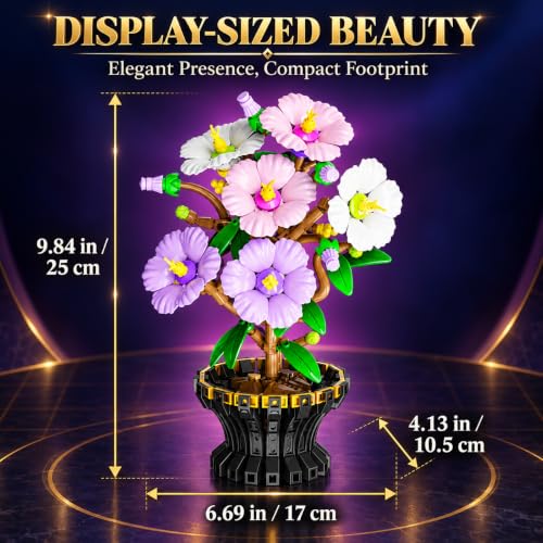 Botanicals Hibiscus Artificial Flowers Building Set - color: Pastel Purple