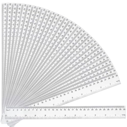 30 Pack Clear Rulers for Classroom, Bulk 12 Inch Ruler Set for Students