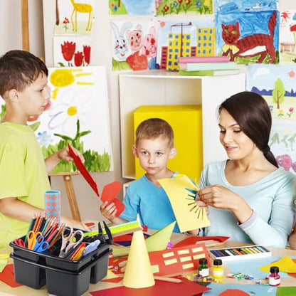 Threehoney 12 Pack Classroom Caddy 3 Compartment with Handle, Black - color: Black