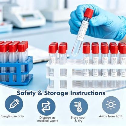 100 Pcs 5ml Plain Plastic Sample Tubes with Red Cap for Lab Use - color: red-5ml-100
